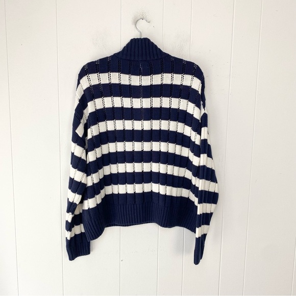 Quarter Zip Collared Pullover Sweater Blue White Stripe A New Day Sz XXL - Picture 3 of 15